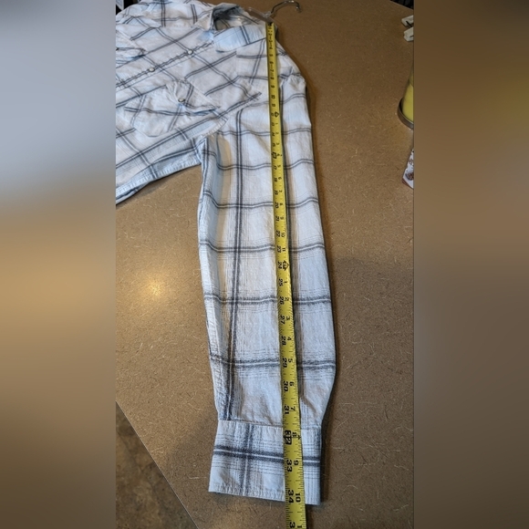 Lucky Brand White w/Gray Plaid Snap Front Western Shirt Size XL - Picture 9 of 10